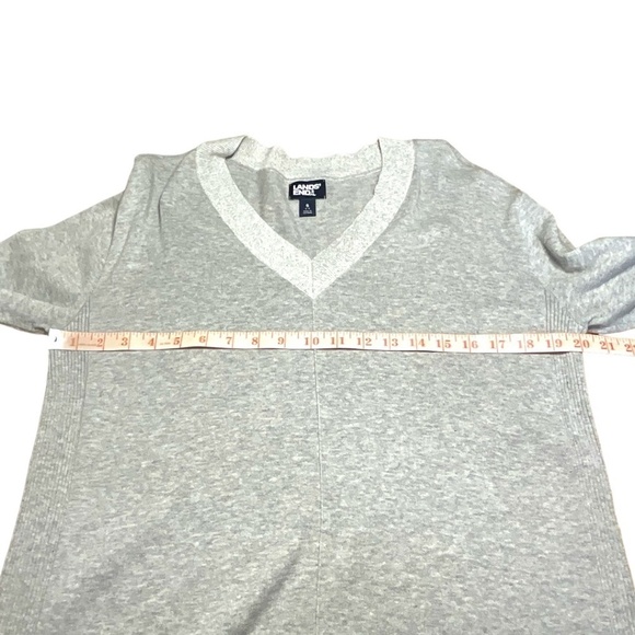 LANDS’ END 100% Cotton Women’s Grey Vee Neck Long Sleeve Sweater Unisex US Sz S - Picture 5 of 9